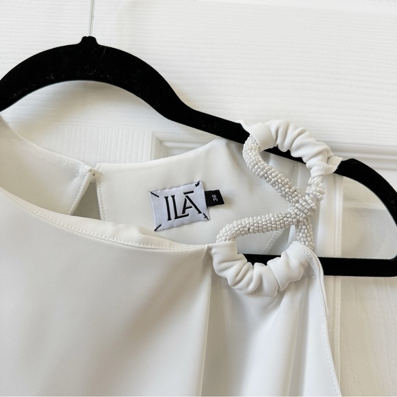 ILA Neptun One Shoulder Mini Dress with Beaded Infinity Detail White 36 - Picture 5 of 16